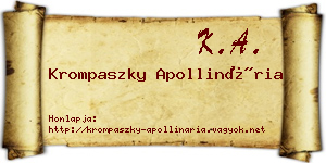 Krompaszky Apollinária névjegykártya